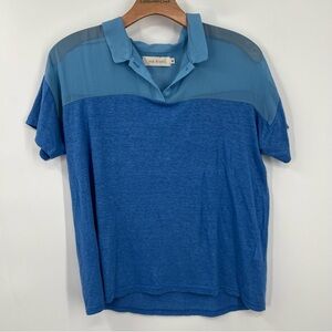 Indi and Cold Blue Linen Silk Short Sleeve Shirt